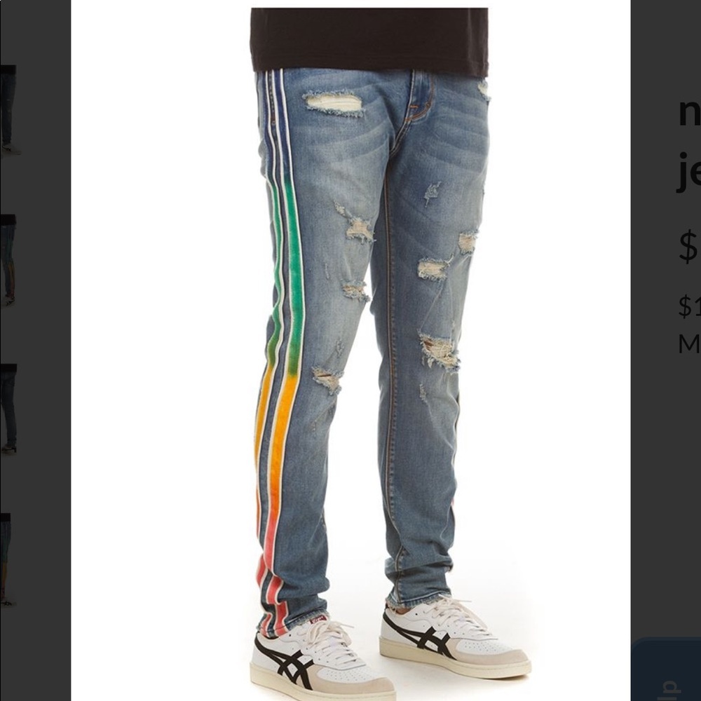 Akoo Men’s Rainbow Stripe Jeans